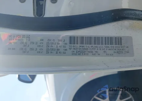 2015 Dodge Journey R/T z USA, uszkodzony, nr VIN 3C4PDDEG9FT740304